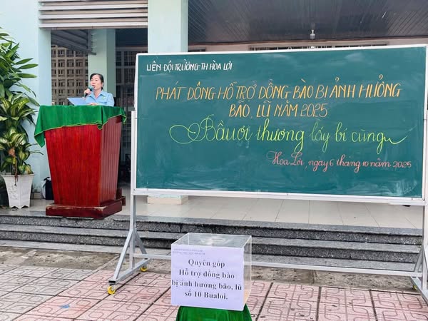 LIÊN ĐỘI TRƯỜNG TIỂU HỌC HÒA LỢI THAM GIA ỦNG HỘ ĐỒNG BÀO DO ẢNH HƯỞNG CỦA BẢO BUALOI