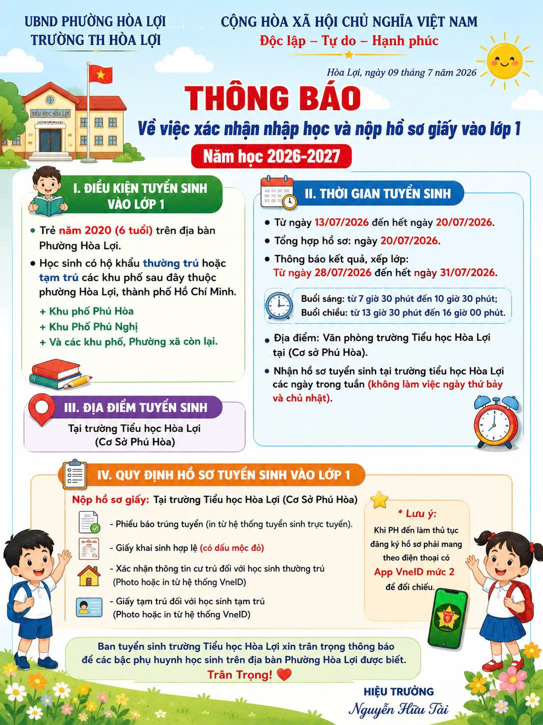 THÔNG BÁO VỀ VIỆC XÁC NHẬN NHẬP HỌC VÀ NỘP HỒ SƠ GIẤY VÀO LỚP 1